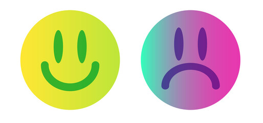 Vector set icons of face with positive and negative emotions. Vector set  banners of smiles face in trendy colors.