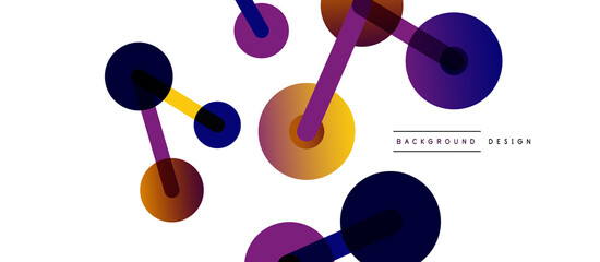 Abstract background. Round dots connected by lines. Trendy techno business template for wallpaper, banner, background or landing