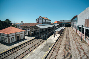 Fototapeta na wymiar View of the train station in Viana do Castelo, Portugal.