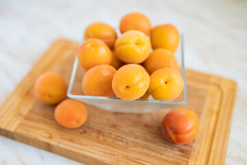 bright sweet fruit apricot in a glass bowl