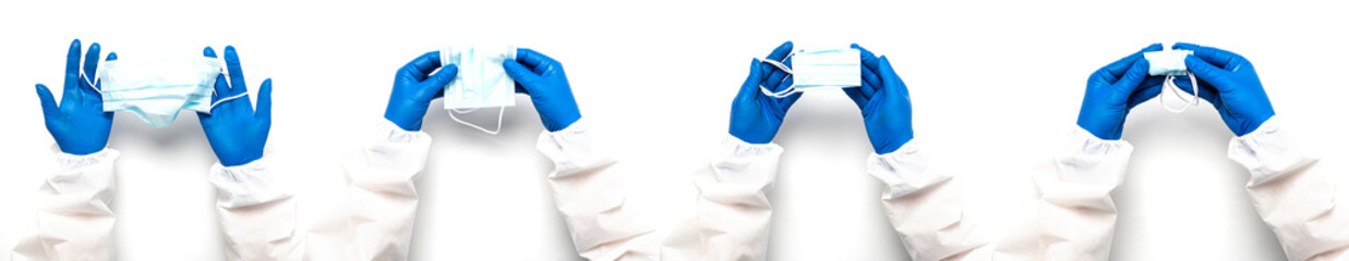 The correct way to discard a used face mask. Step-by-step instruction