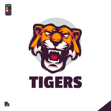 tiger animal mascot head vector illustration logo