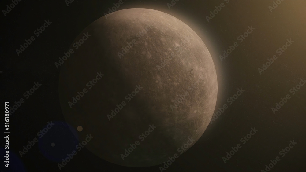 Poster planet in space. solar system and space objects. abstract scientific background - glowing planet in 