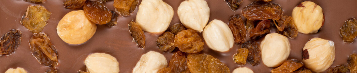 natural milk chocolate with nuts and dried fruits