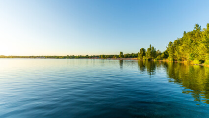 The Cospudener Lake in Leipzig at a beautiful summer sunset