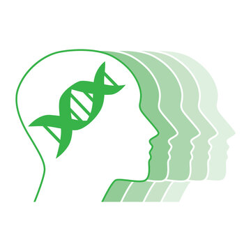 human profiles and DNA helix, vector