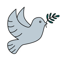 Bird of peace with an olive branch. Sign of freedom. 