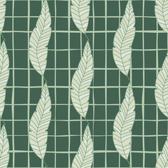 Simple tropical palm leaves seamless pattern. Linear exotic botanical texture.