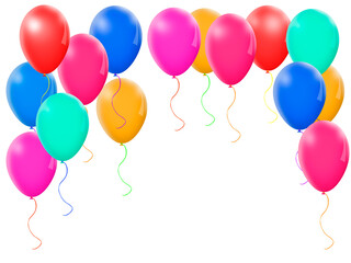 Multicolored air balloons isolated on white background.