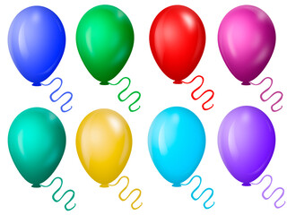 Naklejka premium Multicolored air balloons isolated on white background.