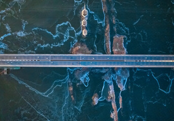 Bridges over rivers in winter