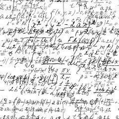 Math seamless board with handwritten mathematical and physics formulas and proves. Vector