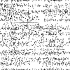 Math seamless board with handwritten mathematical and physics formulas and proves. Vector