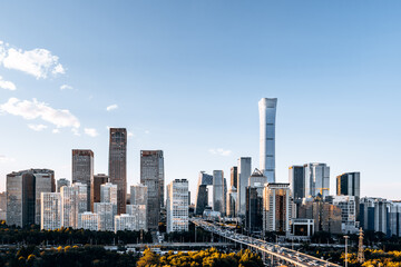 Sunny day scenery of CBD buildings in Beijing, China