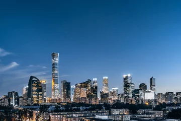 Schilderijen op glas High angle night view of CBD buildings in Beijing, China © Govan