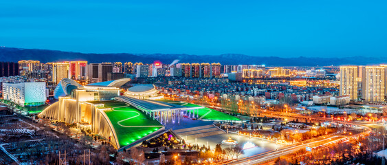 China Inner Mongolia Hohhot Inner Mongolia Museum city skyline night view © Govan