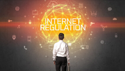 Rear view of a businessman, online security concept