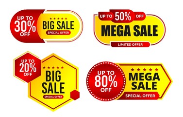 Big and mega sale offer discount promotion label template