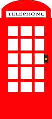 Vector illustration of red telephone box. London red kiosk