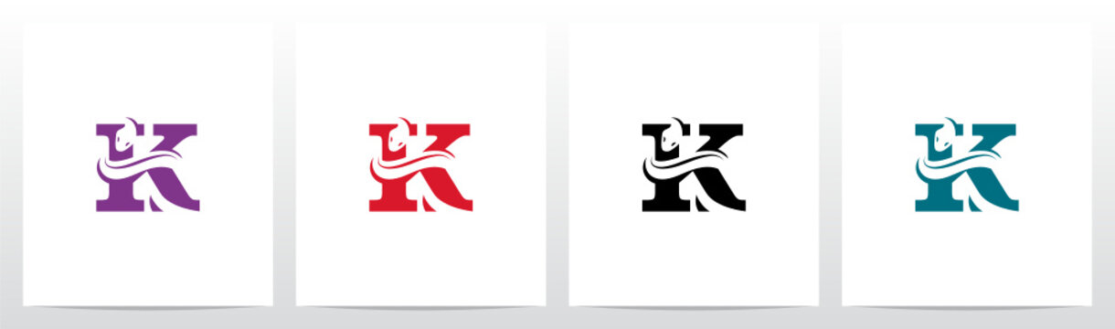 Snake On Letter Logo Design K