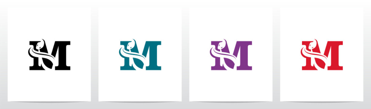 Snake On Letter Logo Design M