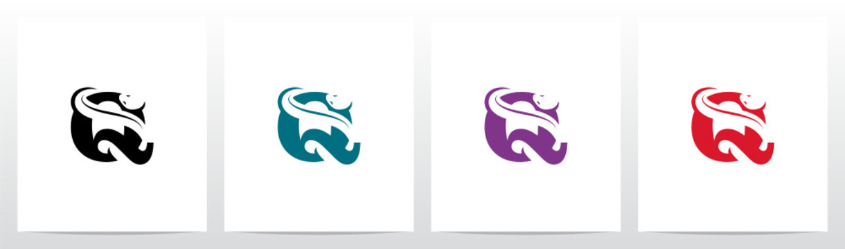 Snake On Letter Logo Design Q