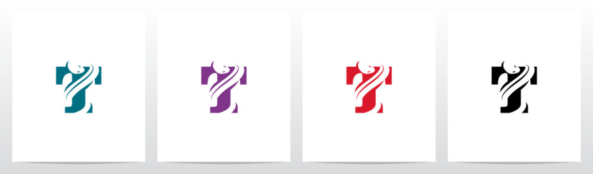 Snake On Letter Logo Design T