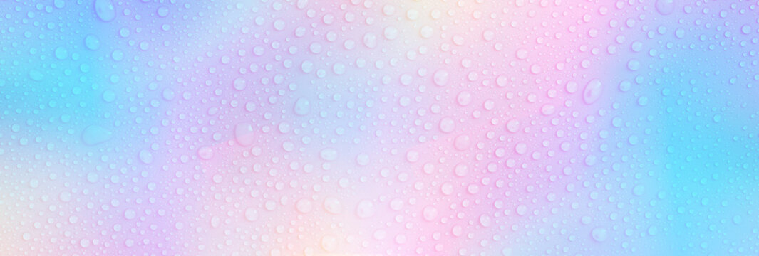 rainbow holographic abstract background bright multicolored iridescent with water drops