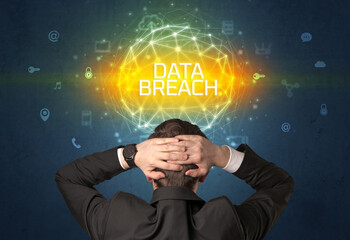 Rear view of a businessman, online security concept
