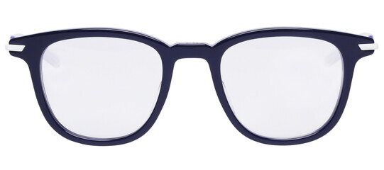 Dark blue stylish fashion glasses, isolated on white background