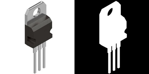 3D rendering illustration of a couple of TO transistors
