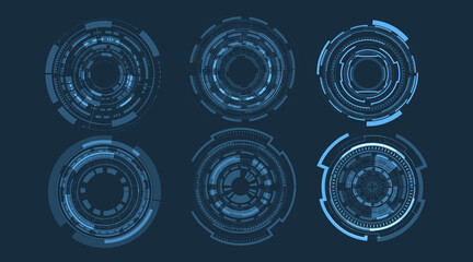 Circle technology elements set.Vector technology circle design on blue background.