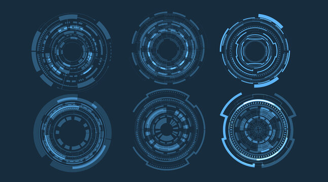 Circle technology elements set.Vector technology circle design on blue background.