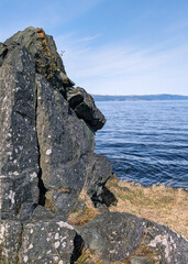 The rock  mess against the backdrop of the Trondheim fjord.
