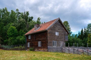 Obraz premium Farmhouse of Stenberg Free Air Museum, Toten, Oppland, Norway.
