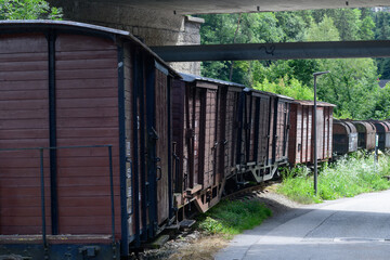 Fototapeta na wymiar of wagons of the museum train steyrtalbahn in near sgrünburg in upper austria