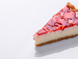 Delicious strawberry tart on concrete background, top view, copy space