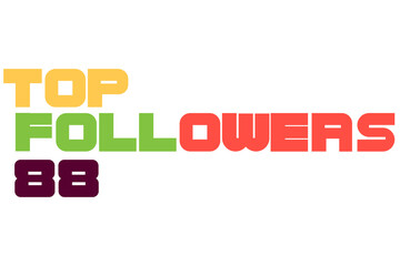 Top 88 Followers sign vector art illustration with excellent font and yellow, green, pink, and purple color combination in white background