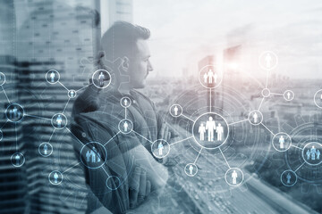 Gear Connection Concept and Human resources managemen on office background