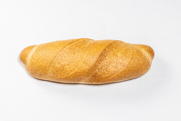 Isolated bread loaf on white background.