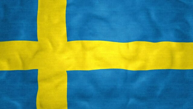 Sweden Swedish flag cloth waving in the breeze seamless repeating looping video