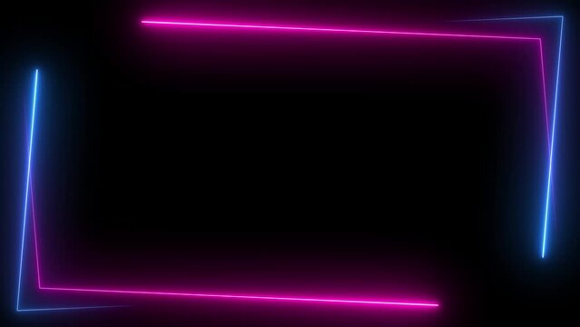 Square rectangle picture border with neon line. footage video effect seamless loop. Neon Border, Line neon border motion. 4K