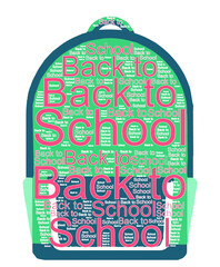 Back to school words on Green school bag illustration vector pattern 