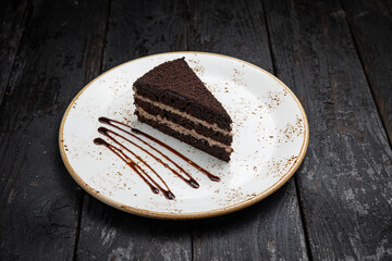 delicious dessert on a wooden table.
