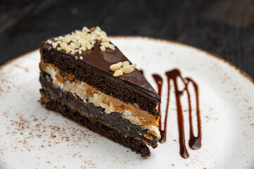 delicious dessert on a wooden table.
