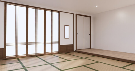yoga interior design,cleaning minimalist room japan style. 3D rendering