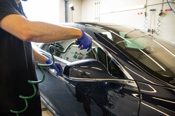 Automobile Wash Cleaness Hose. Carwash Service. Business Care. Garage Concept