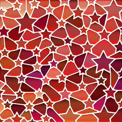 abstract vector stained-glass mosaic background - red and orange stars