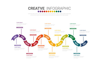 Infographics element design for all month, can be used for Business concept.