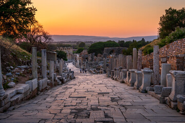 Ephesus Celsus library is the most visited ancient city in Turkey. Selcuk, Izmir, Turkey.